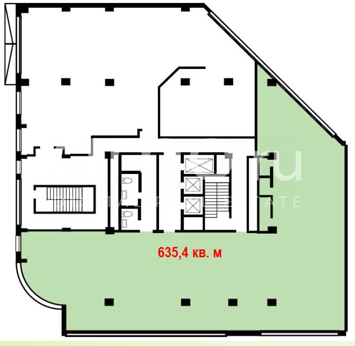 Планировка офиса 635.4 м², 2 этаж, Бизнес-центр «Эко»